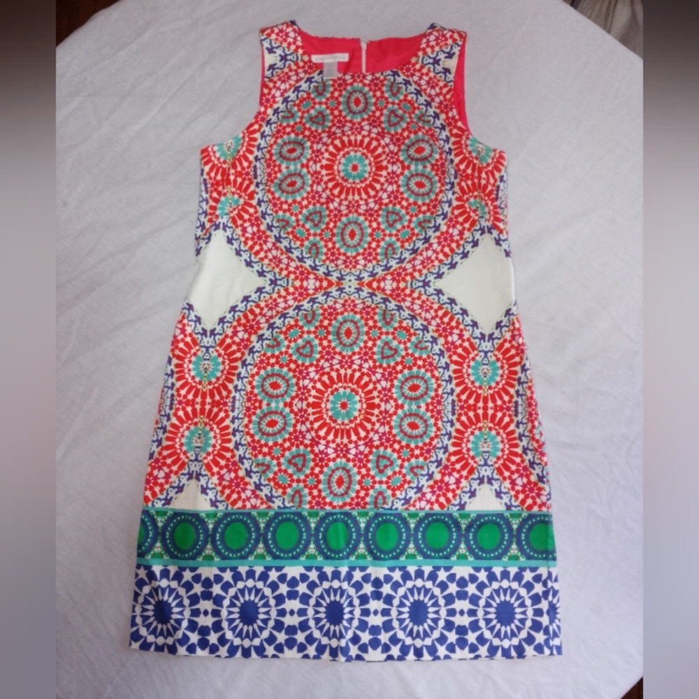 London Times Sleeveless Mandala Style Print Bright